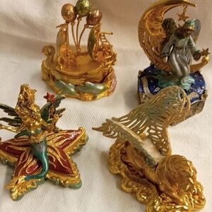 Kirk's Folly Gold Metal Trinket Boxes, Lot Of 4